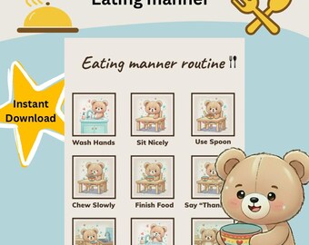 Toddler Eating Manner Routine Chart: Visual Steps (Digital Download)