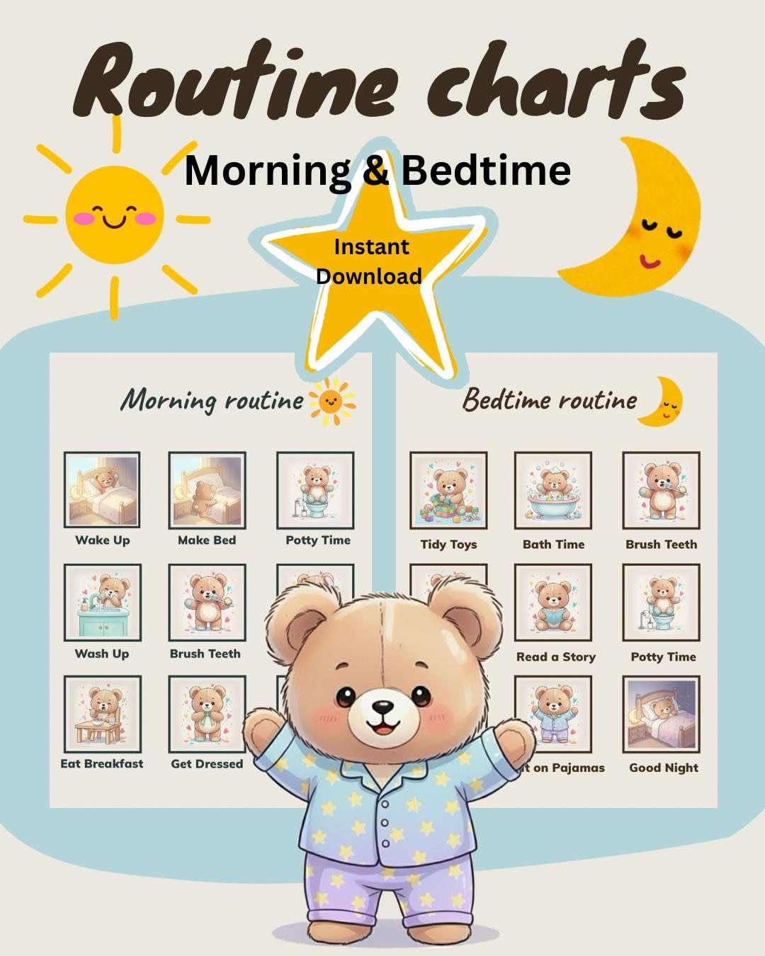 Tableau des routines du matin et du coucher pour les tout-petits ...