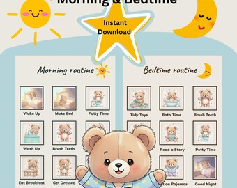 Toddler Morning & Bedtime Routine Chart: Visual Steps (Digital Download)