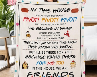 Friennds TV Show Quote Blanket, Pivot Pivot Pivot Fleece Throw, How You Doin Sitcom