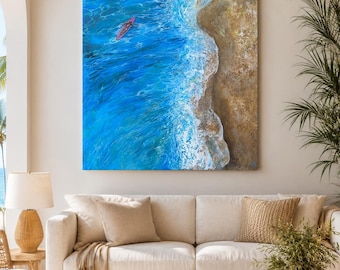 Custom Ocean Painting Original Coastal Wall Art for Living room Personalized Sea Canvas Decor  Beach House Family room