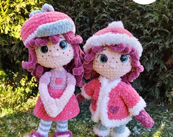PDF English | Crochet Pattern Set 2 in 1 | Strawberry dolls | Soft and plush