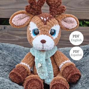 Padrão de crochê em PDF | Veado | Rena Amigurumi | Inglês e Espanhol