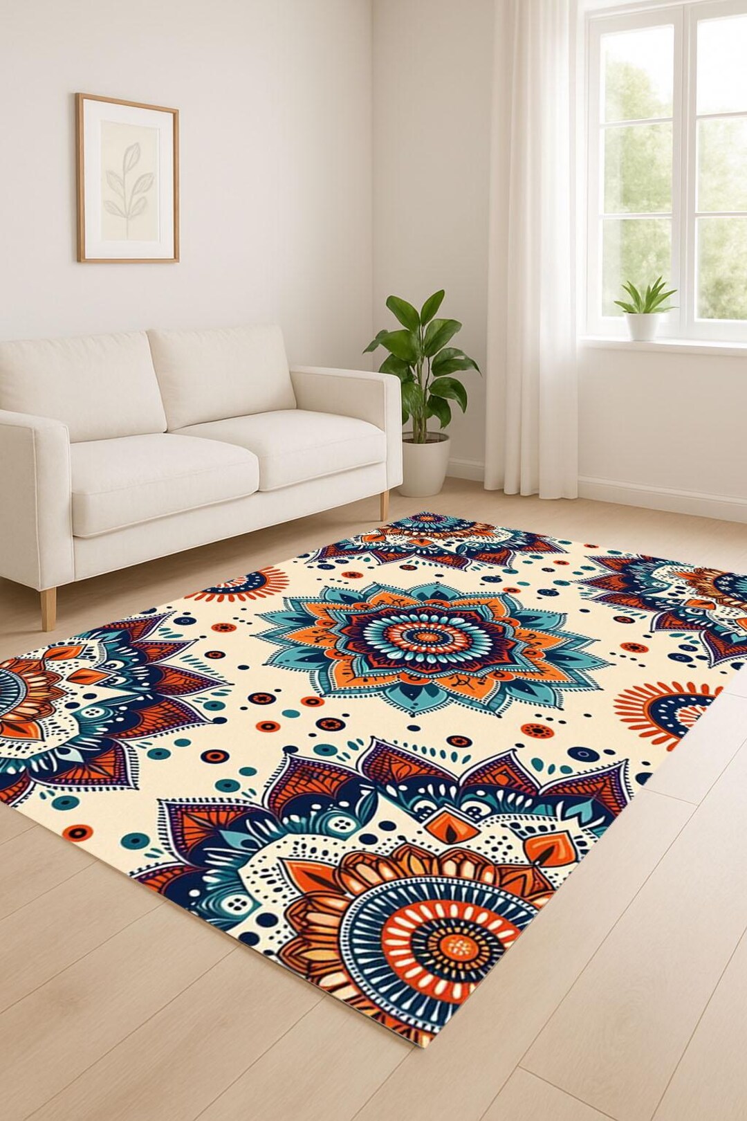Boho Mandala Area Rug:washable Modern Floor Decor - Etsy