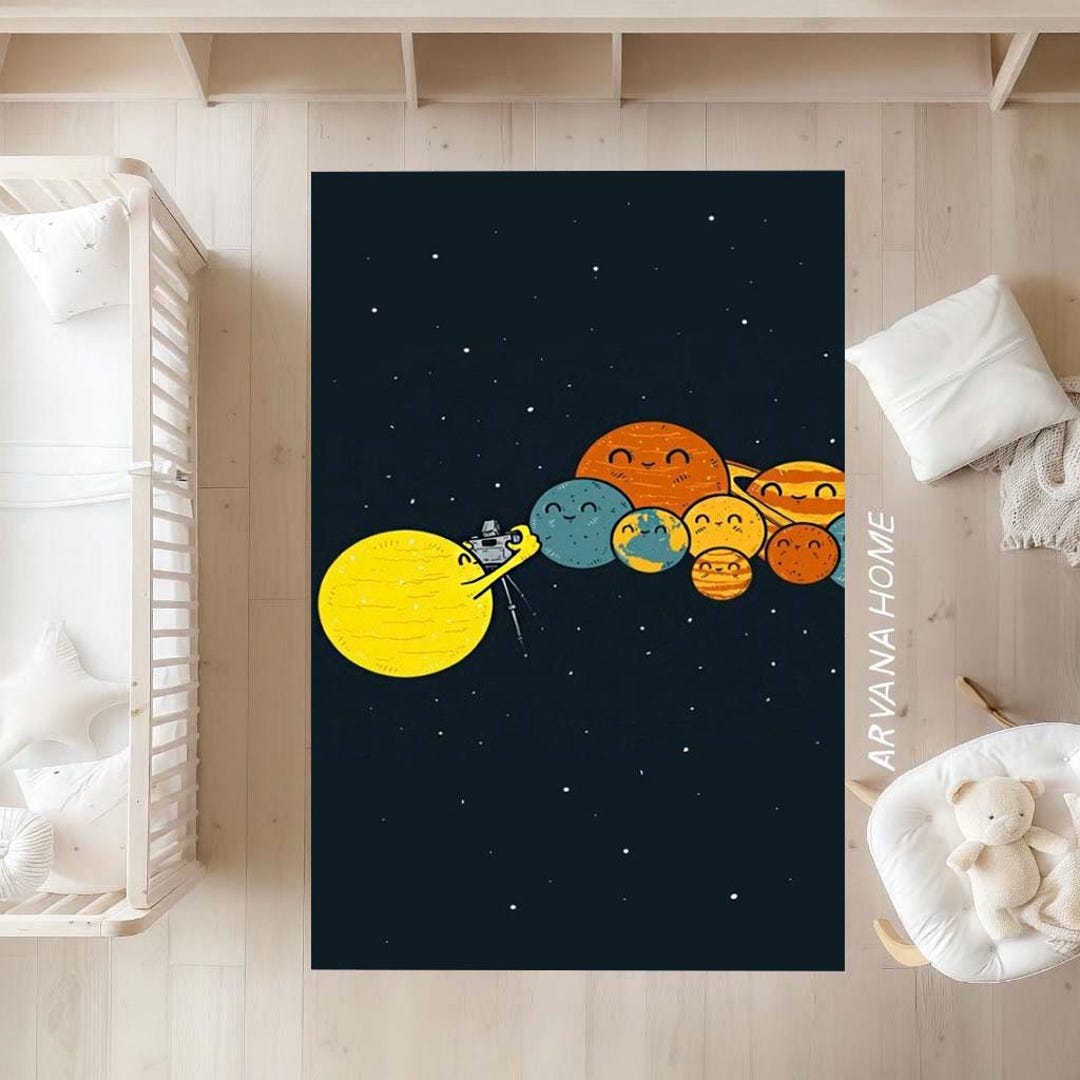 Solar System Kids Rug:planets & Space Play Mat for Nursery - Etsy