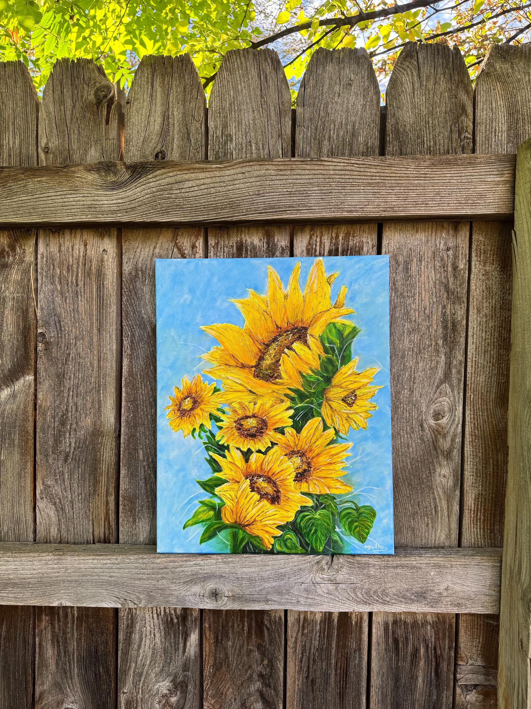 Original Sunflower Art Canvas 16x20 Inches - Etsy