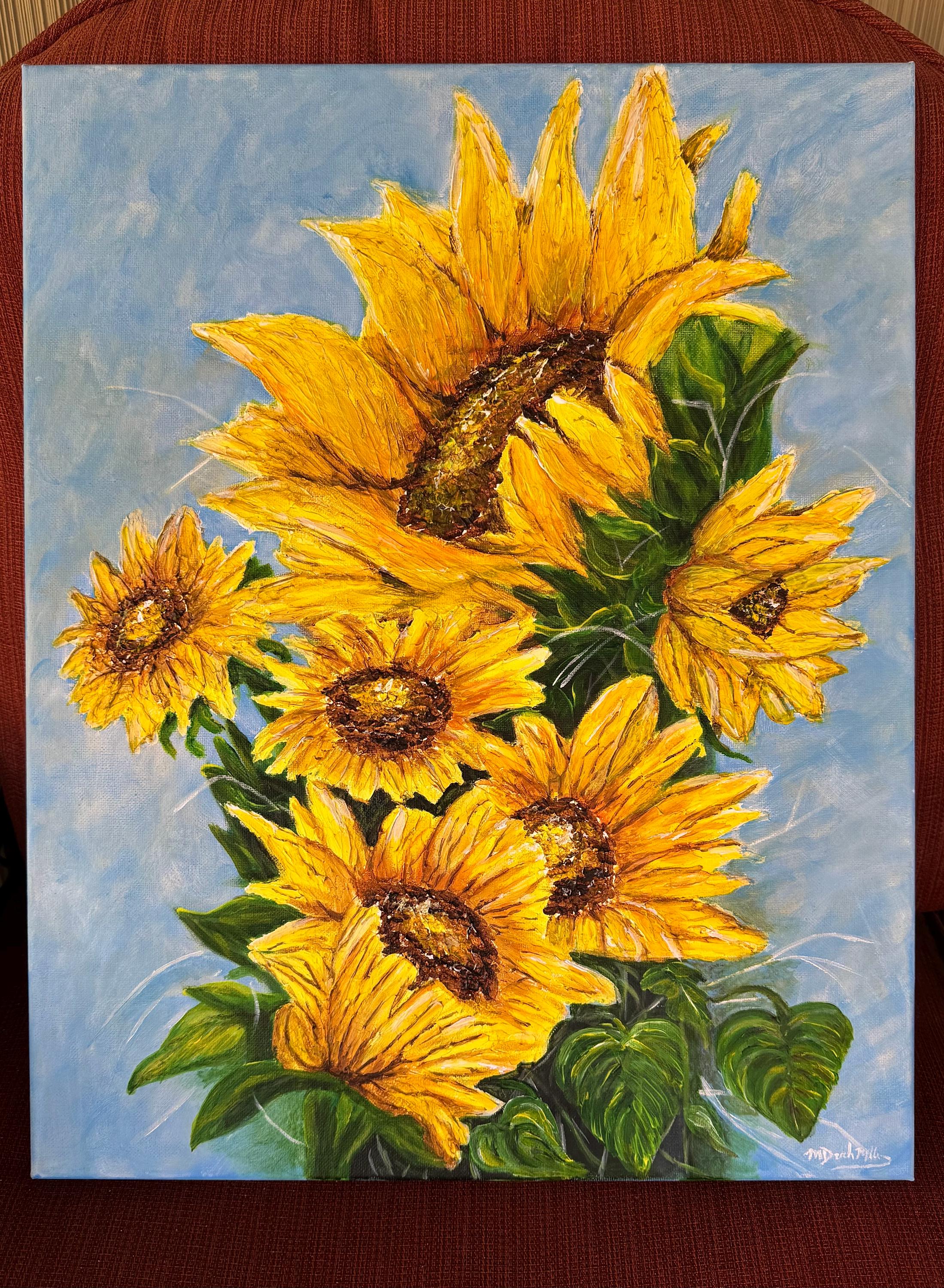 Original Sunflower Art Canvas 16x20 Inches - Etsy
