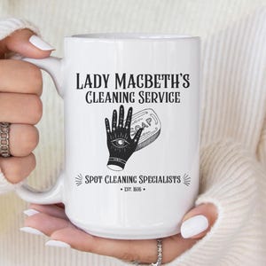 Mug Lady Macbeth : tasse à café drôle de service de nettoyage Macbeth, cadeau d'amant de Shakespeare, cadeau d'appréciation de professeur d'anglais