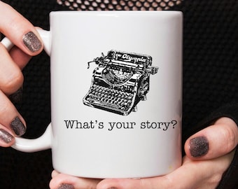 Vintage Typewriter Mug: Creative Writing Coffee Cup, English Teacher Gift, Bookish Literary Tea Cup