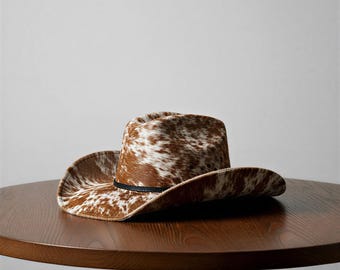 Handmade Brown Genuine Leather Cowboy Hat – Wide Brim Western Outback Style