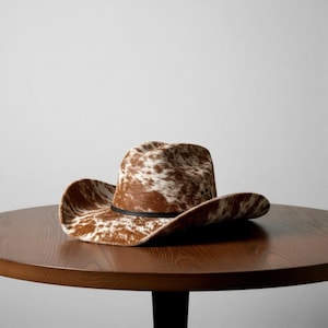 Chapéu de cowboy artesanal em couro legítimo marrom – Aba larga, estilo country. imagem 5