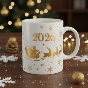 2026 New Year&#39;s Gift | Shiny Silver-Gold Ceramic Mug | Holiday Party Coffee Cup | Winter Decoration Mug | New Year&#39;s Eve Celebration Gift