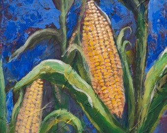 Restaurant Wall Art CORN Giclee Print on Canvas of painting Ear of Corn Kitchen Wall Art