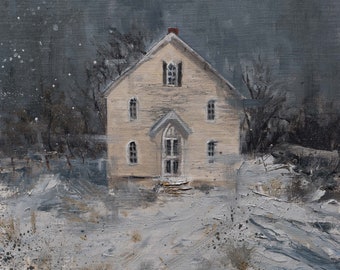 Nostalgic Old Home in Snow * Beauty in ABANDONED Architectural Art * MOODY Snowscape * Winter Landscape Painting * NC Art * Gray Artus