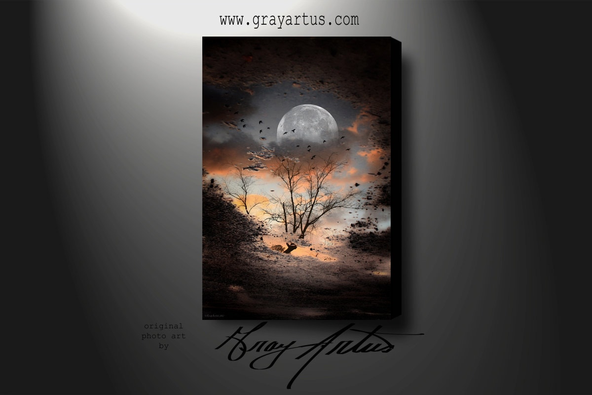 Full Moon Sunrise Reflection, Signed Canvas Wall Art - Etsy