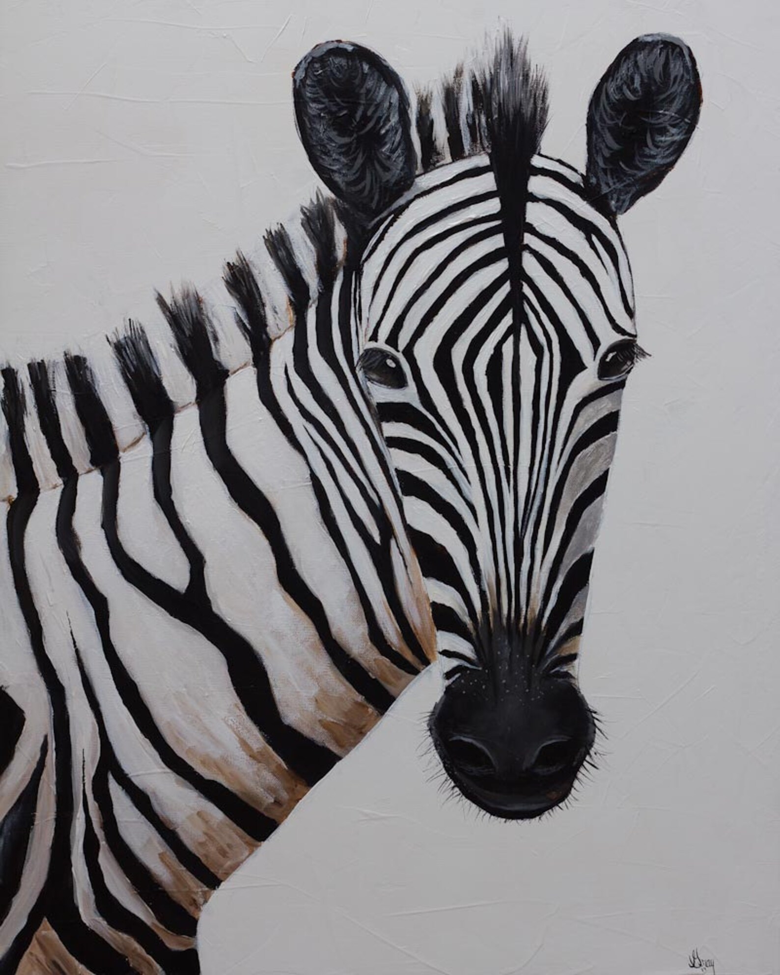 ZEBRA WALL Art AFRICAN Wildlife Wall Art on Stretched Canvas Realism