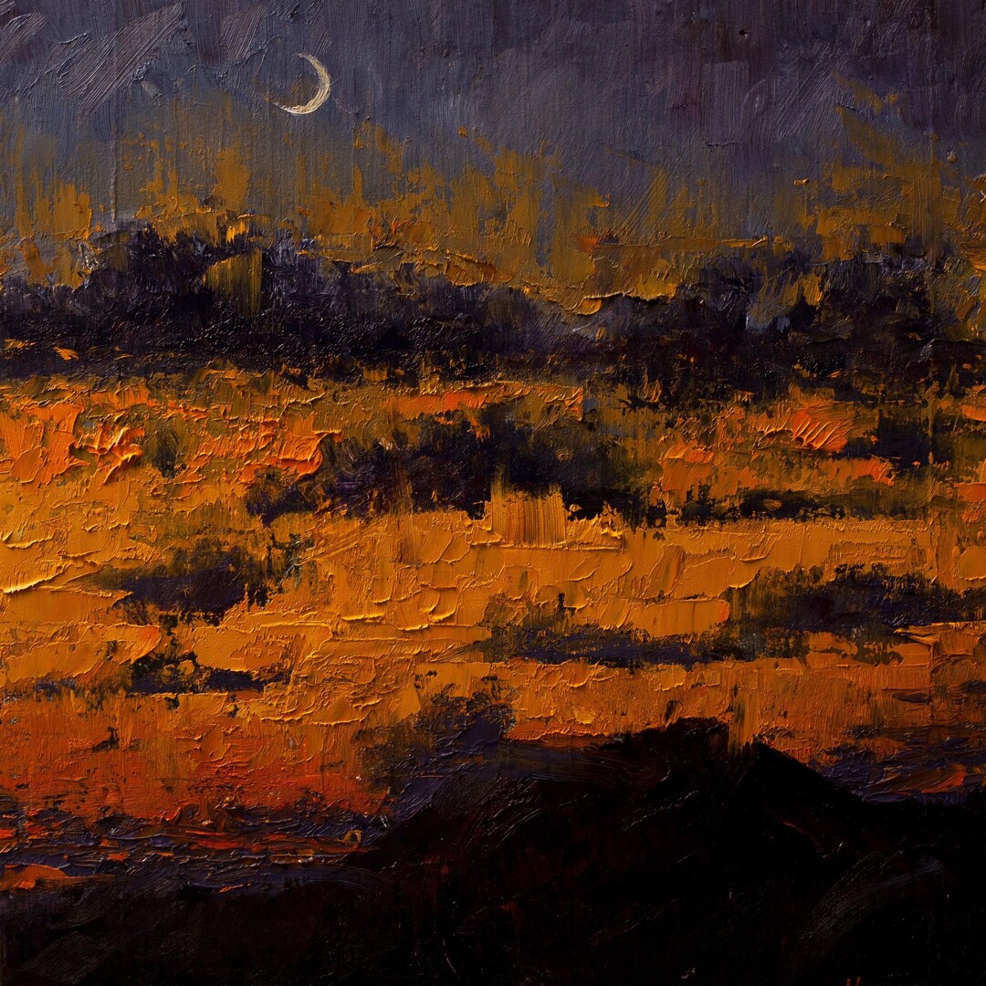 Sunset Moonrise Painting | Blue Ridge Mountains Landscape Art Print - Etsy