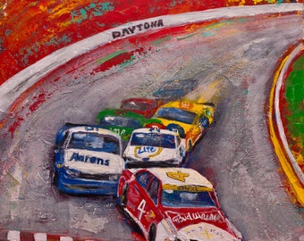 Nascar Wall Art Giclee Print on Canvas of the Original Painting - Race Fan Kevin Harvick Art at Daytona National Speedway