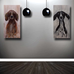 Dog lovers wall art ORIGINAL Black White DOG Canvas Prints Animal Giclee from the Mut Series of Paintings Whimsical pet portrait image 3