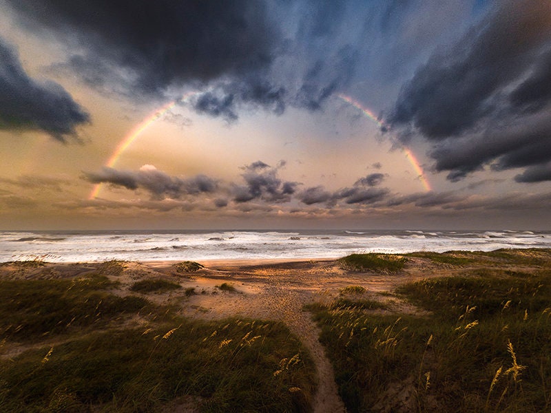 Rainbow After Storm Coastal Canvas Art Print, Outer Banks Photography ...