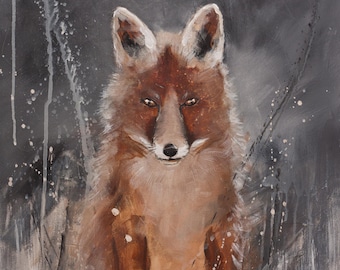 RED FOX PAINTING * Wildlife Art * Animal Painting on stretched canvas ready to hang * Free Shipping to United States America