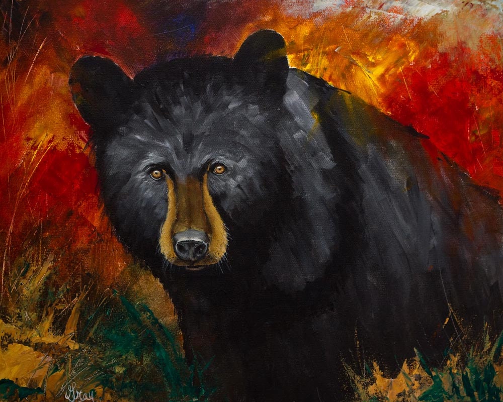 BLACK BEAR ART Giclee on Canvas Rustic Modern Bear Wall Etsy