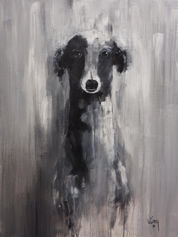Whippet Dog Painting, Original Contemporary Canine Art, 18x24