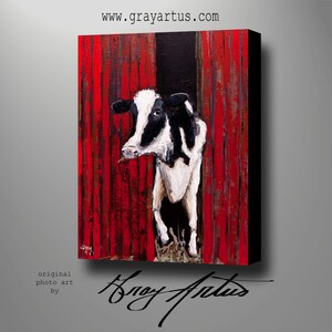 Farm Animal COW WALL ART Giclee Print on Canvas of the Original Painting, Stretched, Signed and Ready To Hang image 2