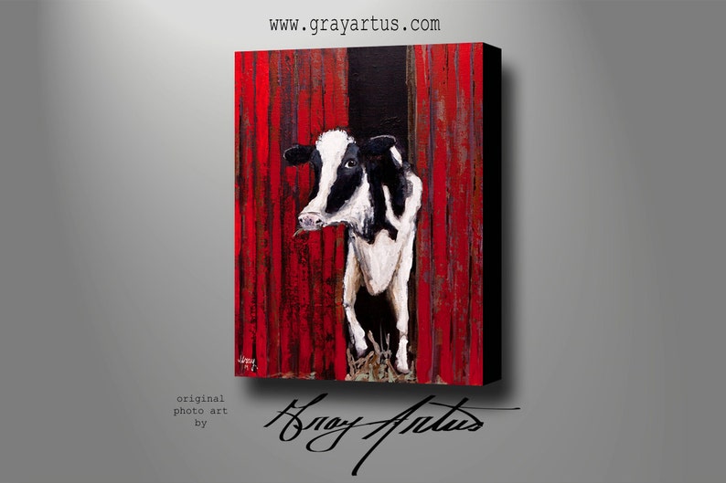 Farm Animal COW WALL ART Giclee Print on Canvas of the Original Painting, Stretched, Signed and Ready To Hang image 2
