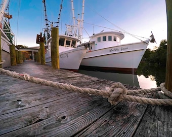 Shrimp Boats at Anchor * Sailors Wall Art * Beach House Art * Prints and Canvas * Sneads Ferry North Carolina