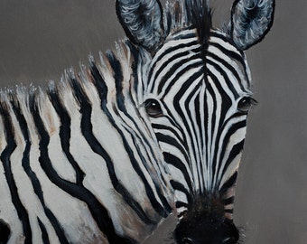Zebra Painting, Realism Style, African Wildlife Art, 20x24 Canvas