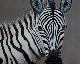 ZEBRA Safari ORIGINAL PAINTING * Realism African Safari Wild Animal Art on Stretched Canvas Ready to Hang * Free Shipping to UsA