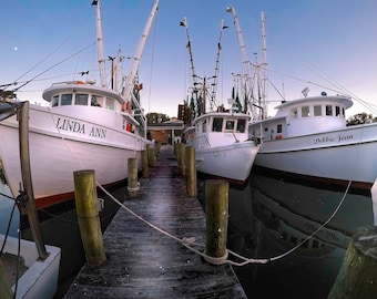 Shrimp Boats at Anchor * Sailors Wall Art * Beach House Art * Prints and Canvas * Sneads Ferry North Carolina