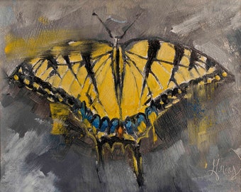 BUTTERFLY Wall Art * Yellow Tiger Swallowtail * Garden Butterflies of North Carolina * NC Art * Canvas Wall Art and Prints * Gray Artus