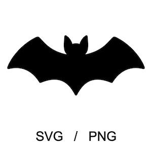 May include: A solid black silhouette of a bat with pointed ears and outstretched wings, centered above the text SVG / PNG. The design features a symmetrical shape with a sharp central point at the bottom and curved edges along the wings.