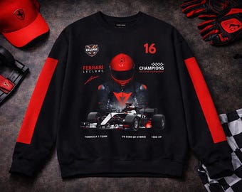 Charles Leclerc 16 Racing Sweatshirt | Formula 1 Motorsport Fan Crewneck | Ferrari-Inspired Graphic Sweatshirt | F1 Gift