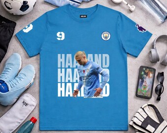 Haaland Robot Jersey Shirt | Man City Football Tee | Haaland Goal Machine Soccer T-Shirt | Number 9 Fan Tee | Gift for Haaland Fans