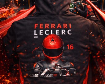Leclerc 16 Racing Hoodie | Formula 1 Fan Hoodie | Ferrari-Inspired Motorsport Sweatshirt | Charles Leclerc Fan Gift | F1 Racing Hoodie
