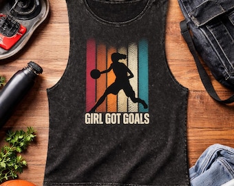 Girl Got Goals basketball Tank Top | retro stripes Girl | Women Basketball Shirt | Female Athlete Workout Tank | Basketball Gift for Her