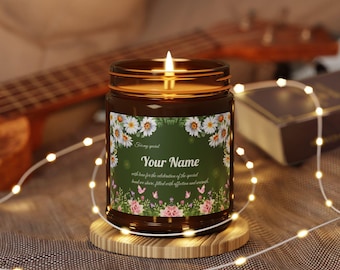 Personalized Name Scented Soy Candle | Custom Floral Candle Gift | Romantic Gift for Her | Birthday Gift | Anniversary Candle | Home Decor