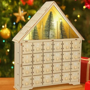 LED Light-Up Wooden Advent Calendar | Reusable Christmas Countdown