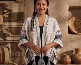 Boho Knit Poncho Women | Colorful Tribal Inspired Cape, Festival Outerwear