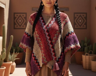 Ponczo festiwalowe Boho | Szal w stylu western hippie, odzież Free Spirit