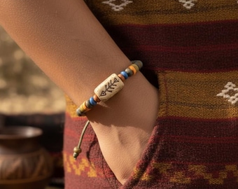 Tribal Wooden Beaded Bracelet | Boho Hippie Jewelry