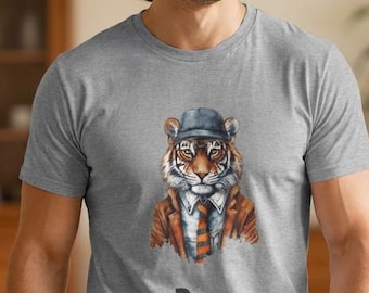 Hipster Tiger T-Shirt Design Vintage Style Urban Fashion Graphic Apparel Indie Aesthetic Animal Bachelor party gift for him