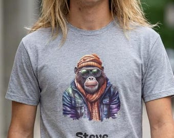 Gorilla T-Shirt Design Cool Character Funny Animal Urban Style Casual Wear Hipster Bachelor party tee gift for him Unisex