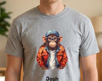Men's T- Shirt Design Custom Name Personalized Casual Streetwear Monkey Design Urban Clothing Bachelor Party gift for him Unisex T shirt