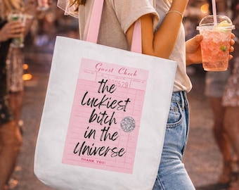 Funny Canvas Tote Bag Gift Bride Bachelorette Pink Shopping Statement Accessory Daily Carryall Market Cheeky Text Humour Design Trendy
