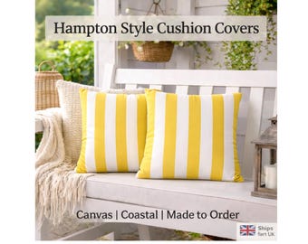 Gelber Streifen Kissenbezug Segeltuchkissenbezug Küstenstil Strandhaus Sommerdekor Heller Akzent Wohnzimmer Überwurf Hampton-Stil