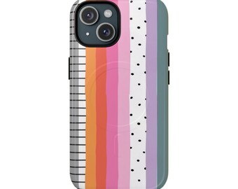 Colorful Retro Stripes phone case | Tough Magnetic Case